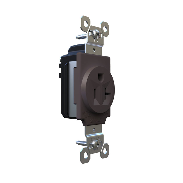 Pass and Seymour Plugtail Receptacle Single 20A 125V Side/Back Wire Brown (PT5361)