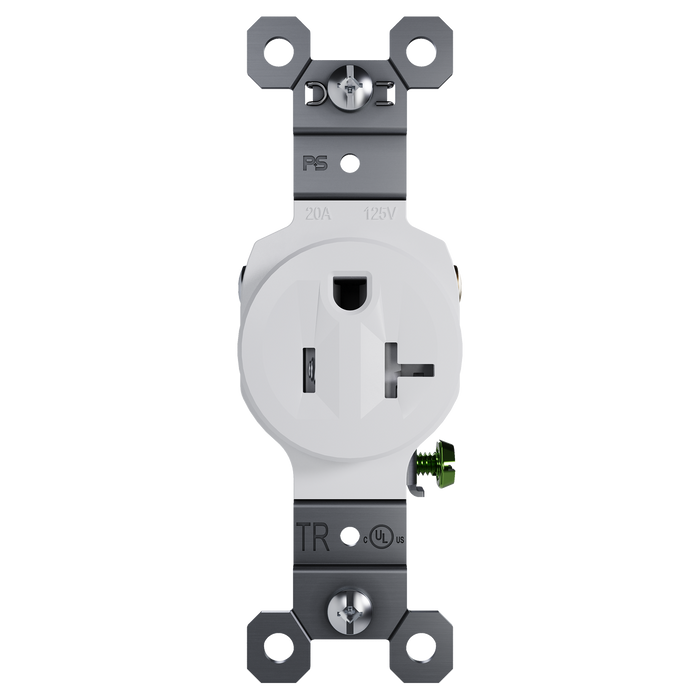 Pass and Seymour Trademaster Residential 20A Single Receptacle White (TR53201W)