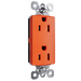 Pass and Seymour Plugtail Decorator Specification Grade Duplex Receptacle 15A 125V Tamper-Resistant Orange (PTTR26262OR)