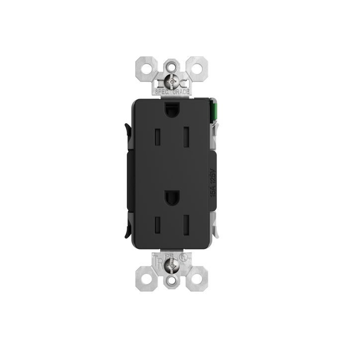 Pass and Seymour Powerhold Decorator Receptacle 15A/125V Black (TR26242DVSBK)