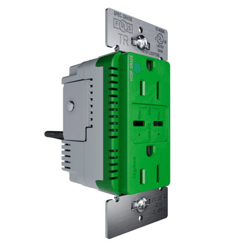 Pass and Seymour 65W Hospital Grade USB Outlet Type C 15A Tamper-Resistant Green (TR15HUSBPD65GN)