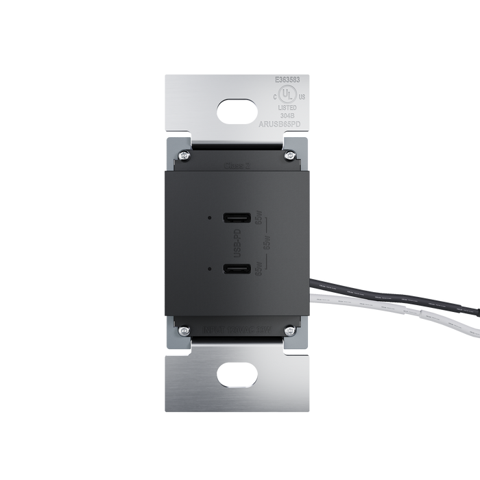 Pass and Seymour Adorne 65W USB Outlet Module Type C Graphite (ARUSB65PDG4)