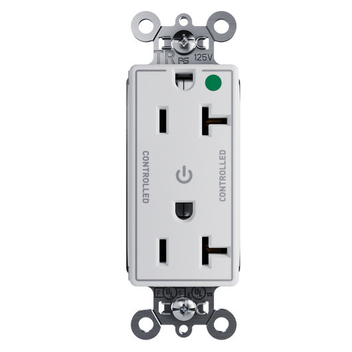 Pass and Seymour Plugtail Decorator Duplex Receptacle Dual Controlled Plugload Hospital-Grade 20A 125V White (PT26362HGCDW)