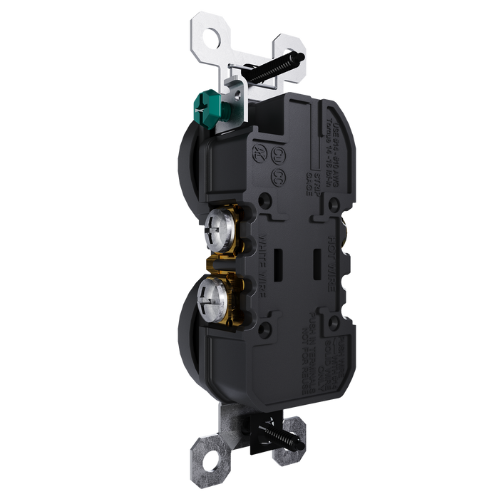 Pass and Seymour Trademaster 15A 125V Duplex Receptacle Tamper-Resistant External Pressure Plated Weather-Resistant Black (3232TREXWRBK)