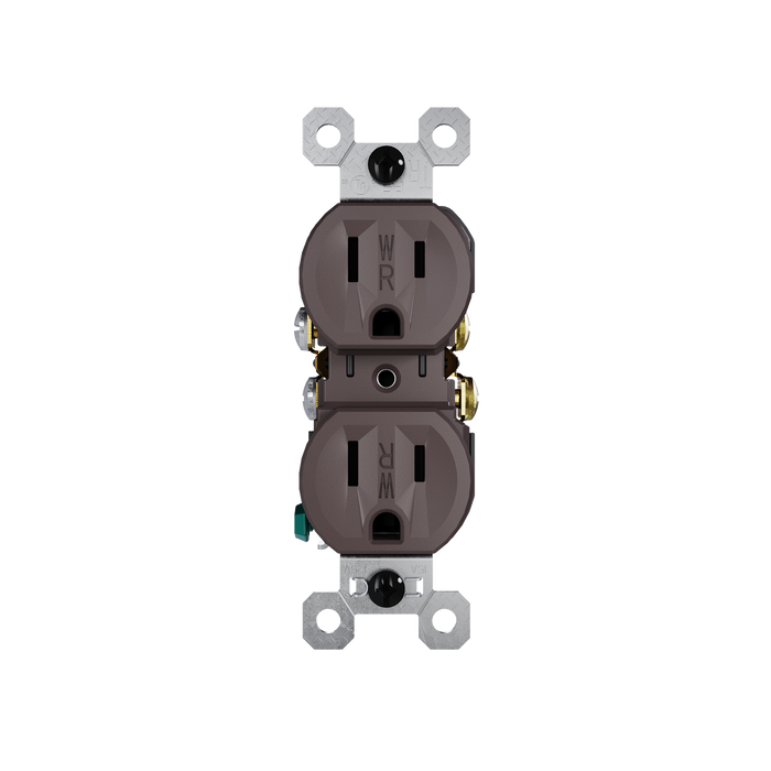 Pass and Seymour Trademaster 15A 125V Duplex Receptacle Tamper-Resistant External Pressure Plated Weather-Resistant Brown (3232TREXWR)