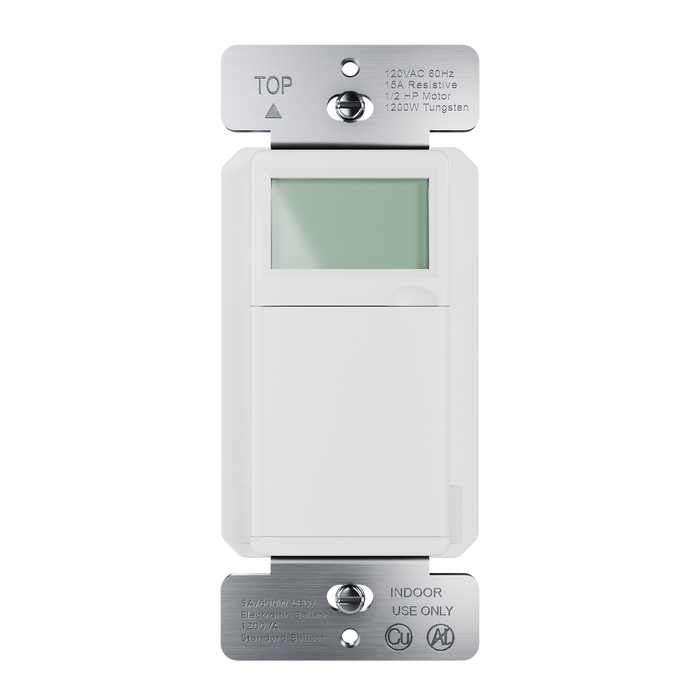 Pass and Seymour Programmable 24-Hour Astronomic Timer Switch 120V 600W 1/2 HP White (RTPA24W)