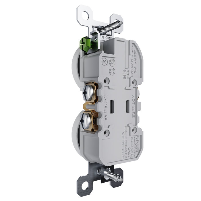 Pass and Seymour Receptacle Tamper-Resistant 15A 125V Back Wire CCA Gray (3232TREXGRY)