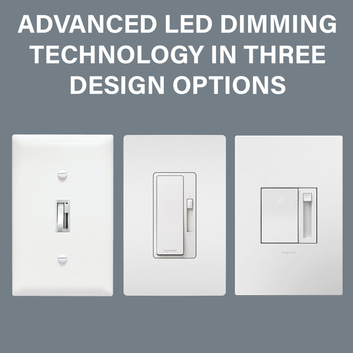 Pass and Seymour Trademaster Toggle Slide LED Advanced Dimmer 150W Single-Pole Or 3-Way 3-Pack White (TSDL153PW3PKCC4)