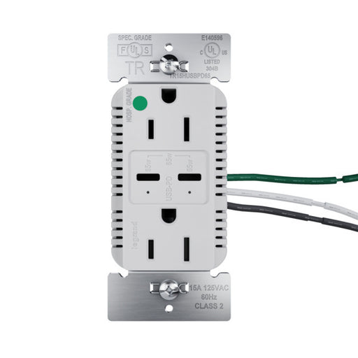 Pass and Seymour 65W Hospital Grade USB Outlet Type C 15A Tamper-Resistant Gray (TR15HUSBPD65GRY)