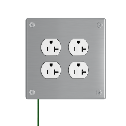 Pass and Seymour Mighty Mac WSP Series Security Wall Plate Duplex Opening 2-Gang 14-Gauge Stainless Steel Brushed Stainless Steel Allen Head Fasteners (WSP62D2PS)
