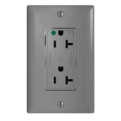 Pass and Seymour Tamper-Resistant Decorator Duplex Receptacle Dual Controlled 20A 125V Hospital-Grade Gray (TR26362HGCDGRY)