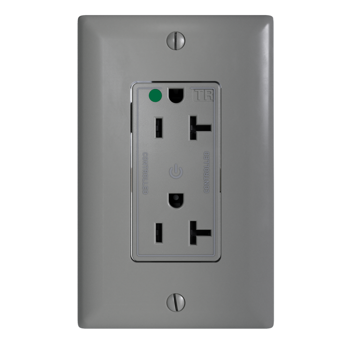 Pass and Seymour Tamper-Resistant Decorator Duplex Receptacle Dual Controlled 20A 125V Hospital-Grade Gray (TR26362HGCDGRY)