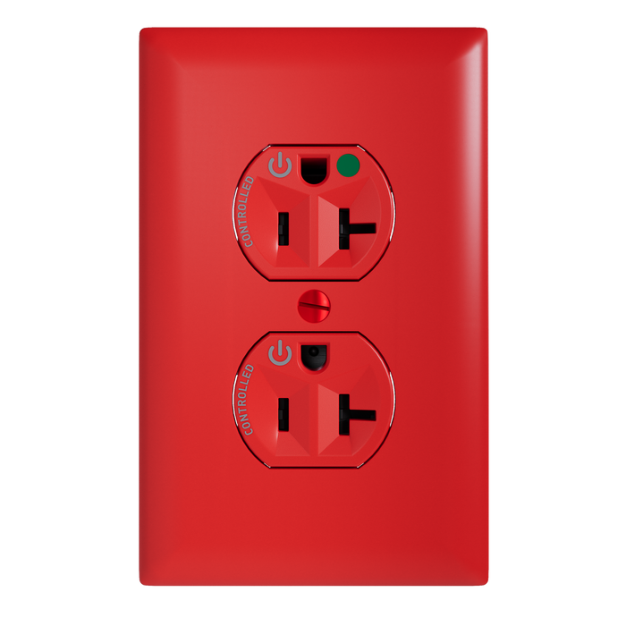 Pass and Seymour Tamper-Resistant Compact Dual Controlled Duplex Receptacle 20A 125V Hospital-Grade Red (TR8300HCDRED)