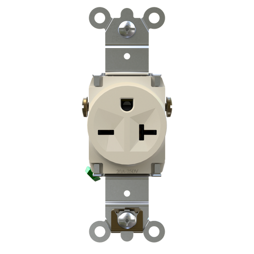Pass and Seymour Tamper-Resistant Single Receptacle 20A/250V Side/Back Wire Light Almond (TR5871LA)