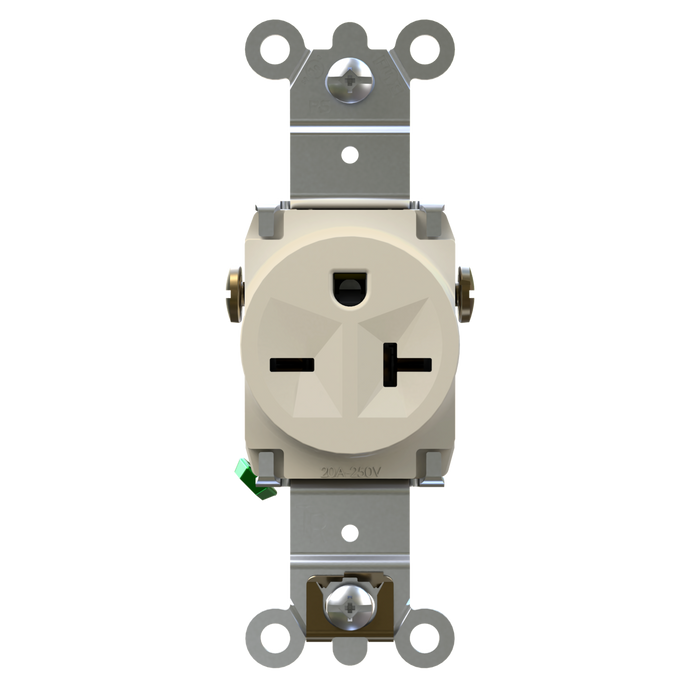 Pass and Seymour Tamper-Resistant Single Receptacle 20A/250V Side/Back Wire Light Almond (TR5871LA)
