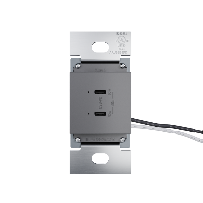 Pass and Seymour Adorne 65W USB Outlet Module Type C Magnesium (ARUSB65PDM4)