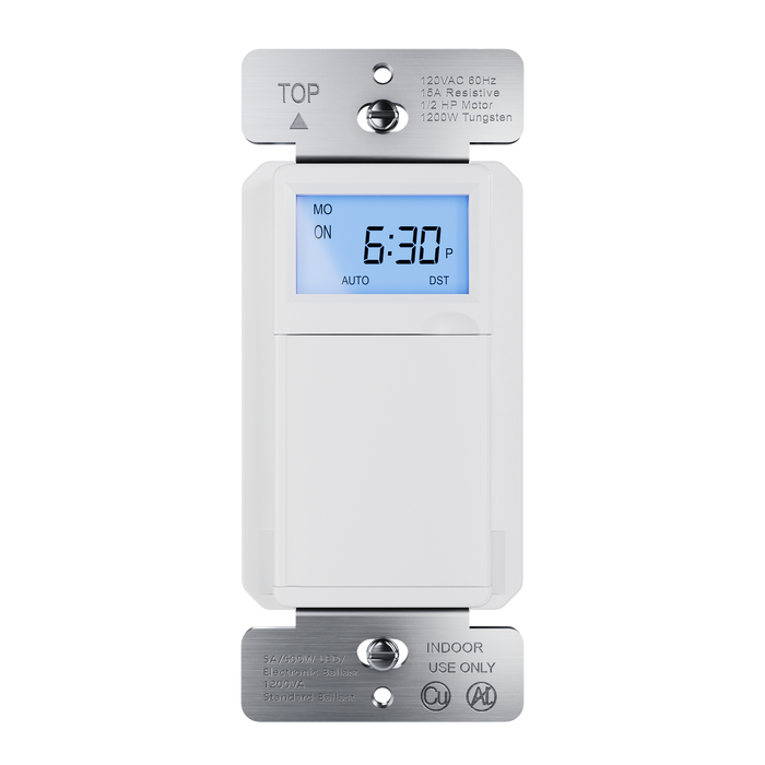 Pass and Seymour Programmable 24-Hour Astronomic Timer Switch 120V 600W 1/2 HP White (RTPA24W)