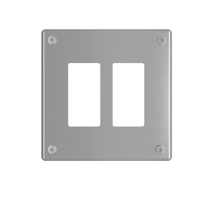 Pass and Seymour Mighty Mac WPP Series Security Wall Plate Decorator Opening 2-Gang 14-Gauge Stainless Steel Brushed Stainless Steel Torx T-20 Head Fasteners (WPP62G1PS)