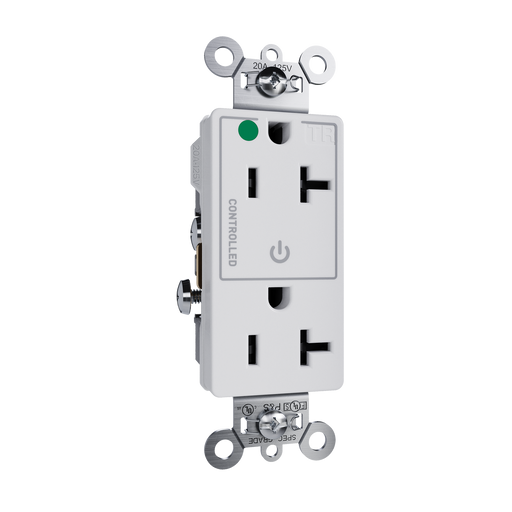 Pass and Seymour Tamper-Resistant Decorator Duplex Receptacle Half Controlled 20A 125V Hospital-Grade White (TR26362HGCHW)