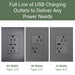 Pass and Seymour Adorne 65W USB Outlet Plus-Size Type C 15A Tamper-Resistant Magnesium (ARTRUSB15PD65M4)