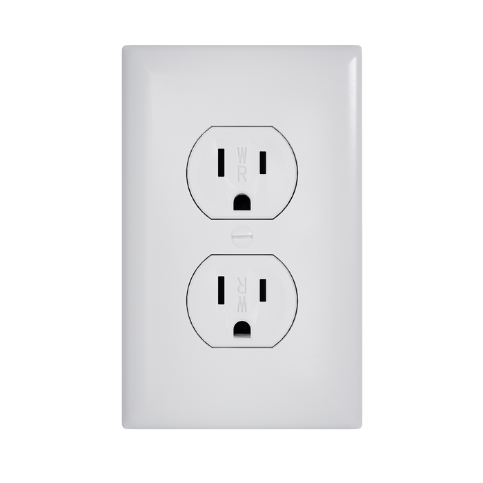 Pass and Seymour Trademaster 15A 125V Duplex Receptacle Tamper-Resistant External Pressure Plated Weather-Resistant White (3232TREXWRW)