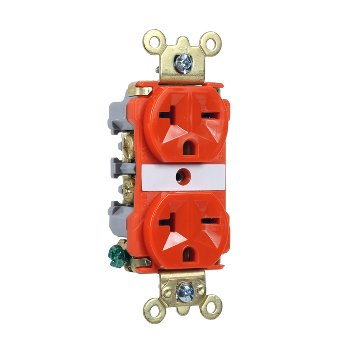 Pass and Seymour Duplex Receptacle Industrial Extra Heavy Duty Specification Grade 20A 250V Back And Side Wire Orange (5862AOR)