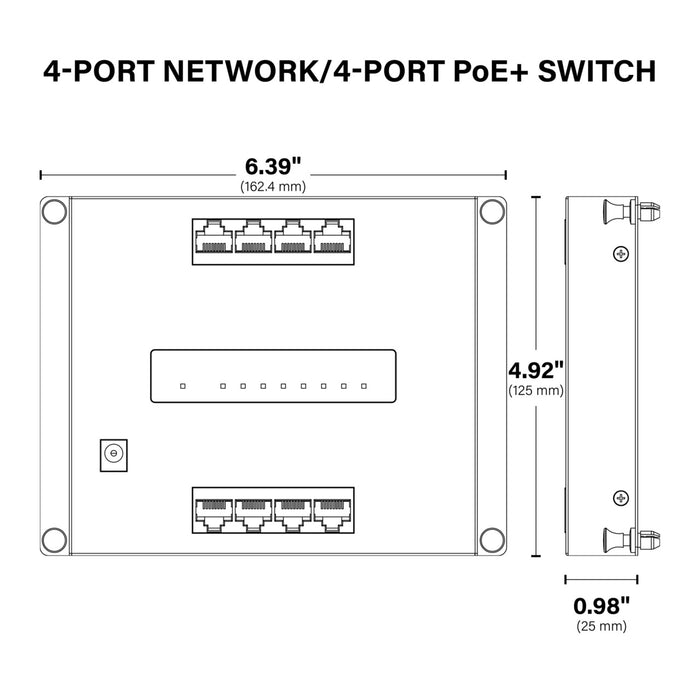 Pass and Seymour 8-Port Switch--4 Port Network/4 Port PoE Plus (DA8400WH)