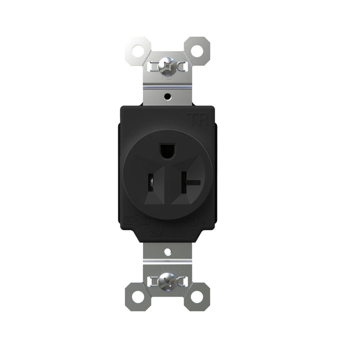 Pass and Seymour Plugtail Tamper-Resistant Receptacle Single 20A 125V Side/Back Wire Black (PTTR5361BK)