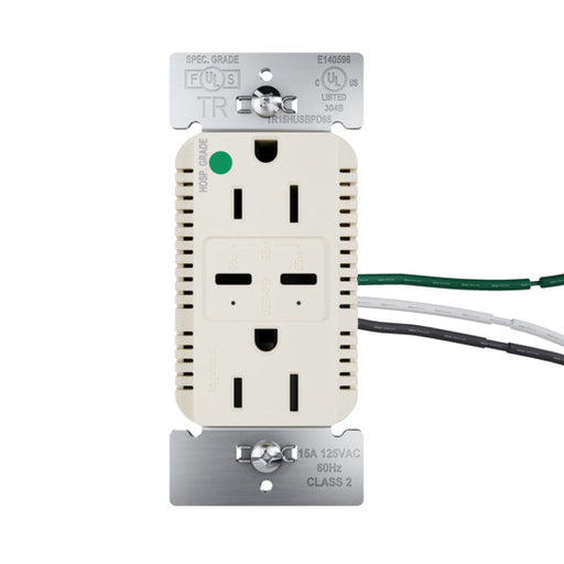 Pass and Seymour 65W Hospital Grade USB Outlet Type C 15A Tamper-Resistant Light Almond (TR15HUSBPD65LA)