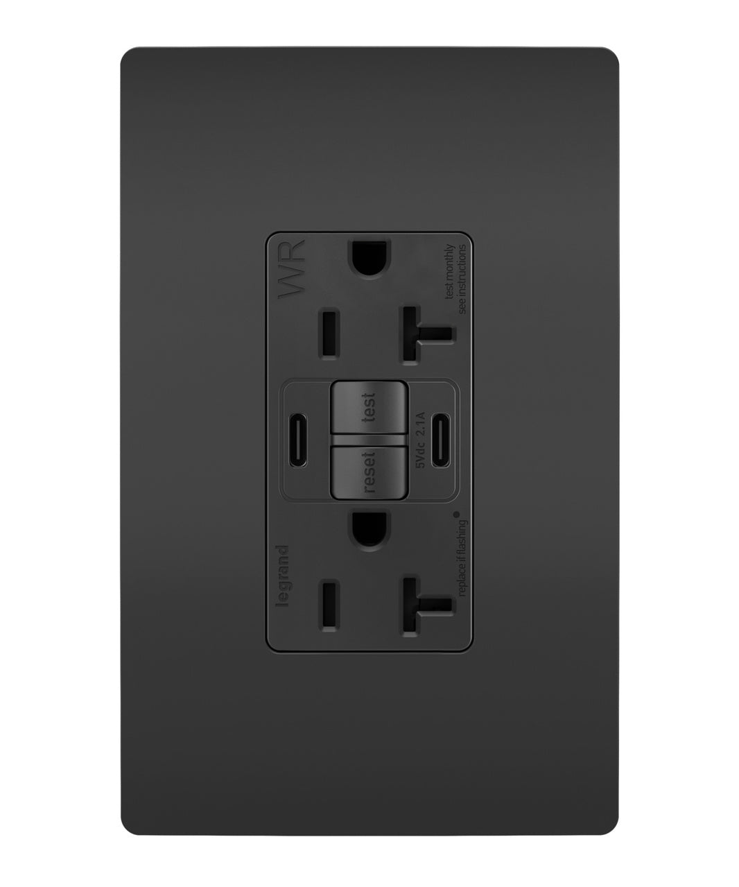 Pass and Seymour 2097TRWRUSBCCBK Self-Test GFCI Receptacle 20A ...