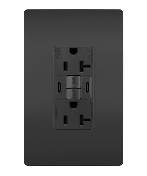 Pass and Seymour Self-Test GFCI Receptacle Tamper-Resistant Weather-Resistant 20A With USB/C Charging Black (2097TRWRUSBCCBK)