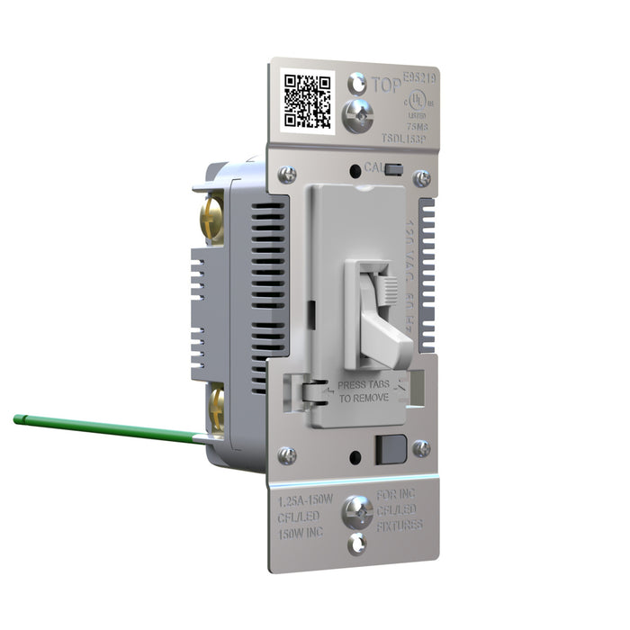 Pass and Seymour Trademaster Toggle Slide LED Dimmer 150W Single Pole 3-Way Gray (TSDL153PGRY)