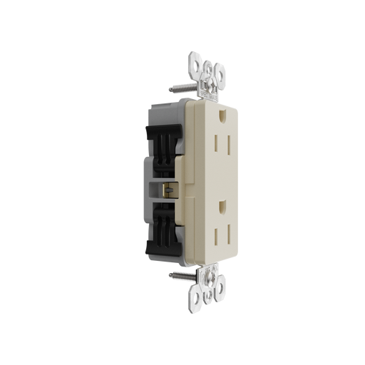 Pass and Seymour Powerhold Decorator Receptacle 15A/125V Ivory (TR26242DVSI)