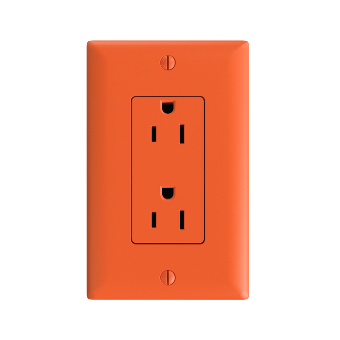 Pass and Seymour Powerhold Decorator Receptacle 15A/125V Orange (TR26242DVSOR)