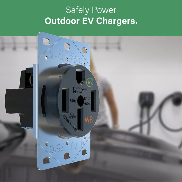 Pass and Seymour 50A Weather-Resistant Electrical Outlet For Electrical Vehicle [EV] Chargers (3894WREV)