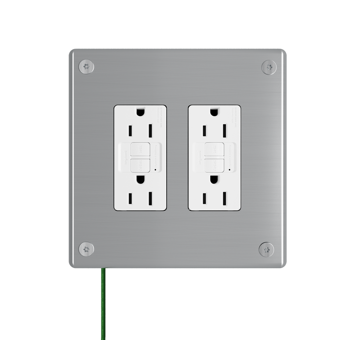 Pass and Seymour Mighty Mac WPP Series Security Wall Plate Decorator Opening 2-Gang 14-Gauge Stainless Steel Brushed Stainless Steel Allen Head Fasteners (WPP62G2PS)