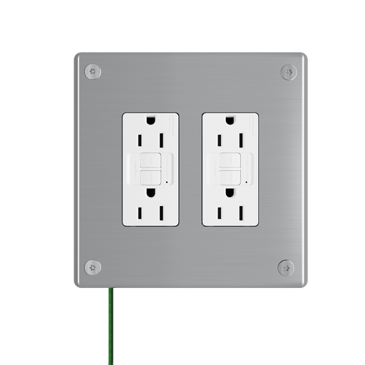 Pass and Seymour Mighty Mac WSP Series Security Wall Plate Decorator Opening 2-Gang 14-Gauge Stainless Steel Brushed Stainless Steel Torx T-20 Head Fasteners (WSP62G1PS)