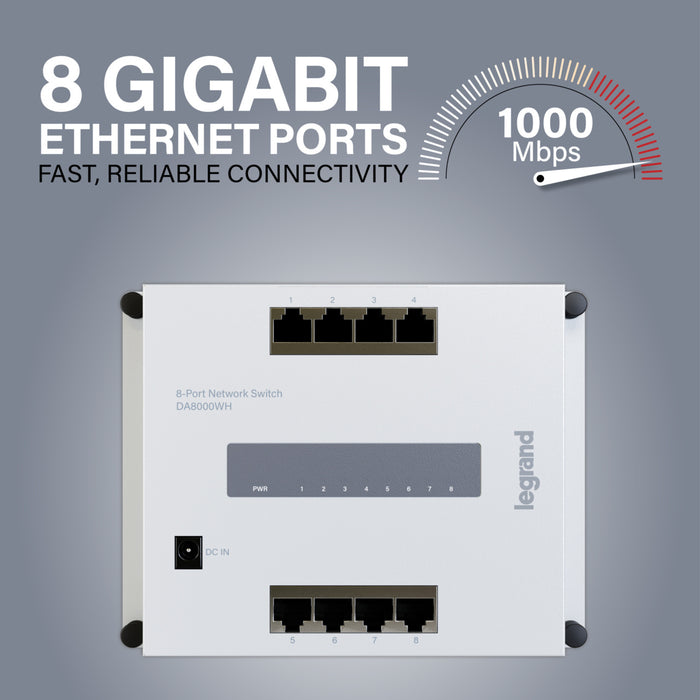 Pass and Seymour 8-Port Network Switch (DA8000WH)