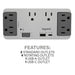 Pass and Seymour 6 Outlet Enclosure Surge Protector With One USB-A and One USB-C Gray/White (AC1062)