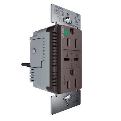 Pass and Seymour 65W Hospital Grade USB Outlet Type C 15A Tamper-Resistant Brown (TR15HUSBPD65)