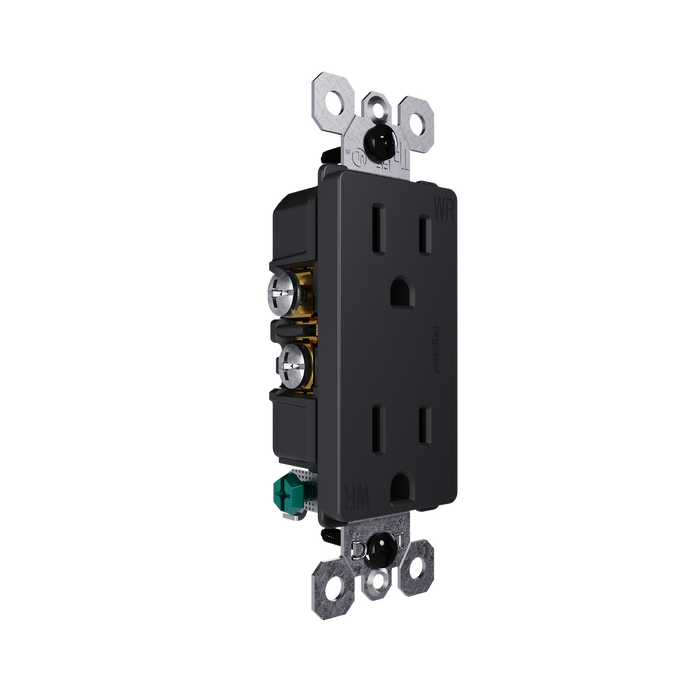 Pass and Seymour Radiant 15A 125V External Pressure Plated Outlet Tamper-Resistant Weather-Resistant Black (885TREXWRBK)