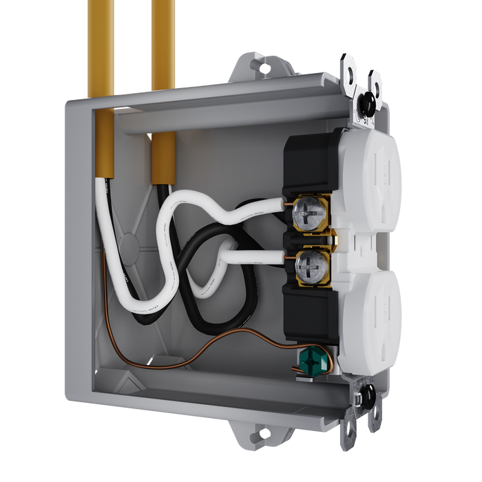 Pass and Seymour Trademaster 15A 125V Duplex Receptacle Tamper-Resistant External Pressure Plated Weather-Resistant White (3232TREXWRW)