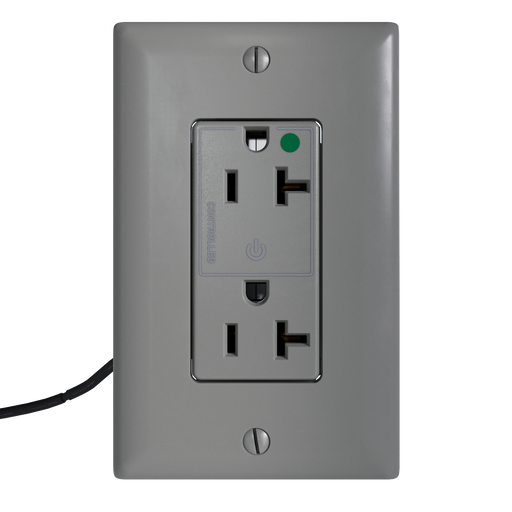 Pass and Seymour Plugtail Tamper-Resistant Decorator Half Controlled 20A 125V Hospital-Grade Receptacle Gray (PTTR26362HGCHGRY)