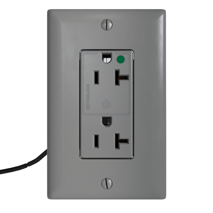 Pass and Seymour Plugtail Tamper-Resistant Decorator Half Controlled 20A 125V Hospital-Grade Receptacle Gray (PTTR26362HGCHGRY)