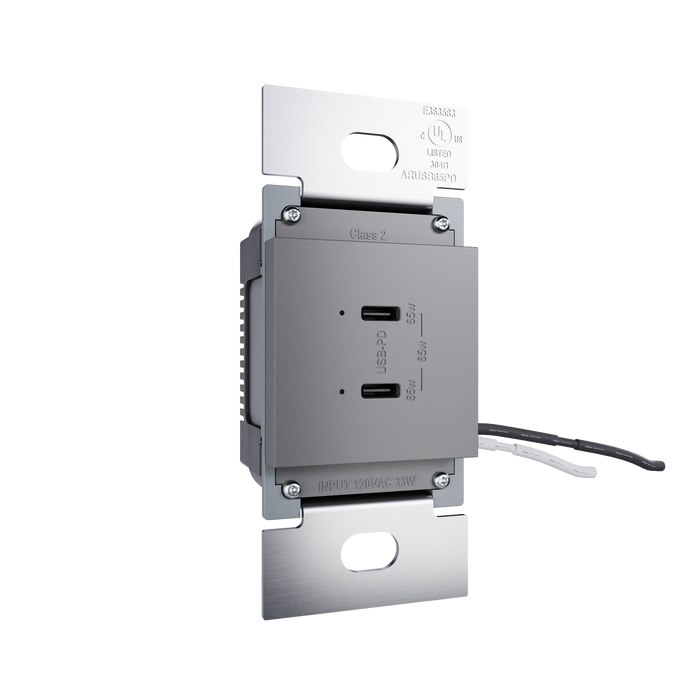 Pass and Seymour Adorne 65W USB Outlet Module Type C Magnesium (ARUSB65PDM4)
