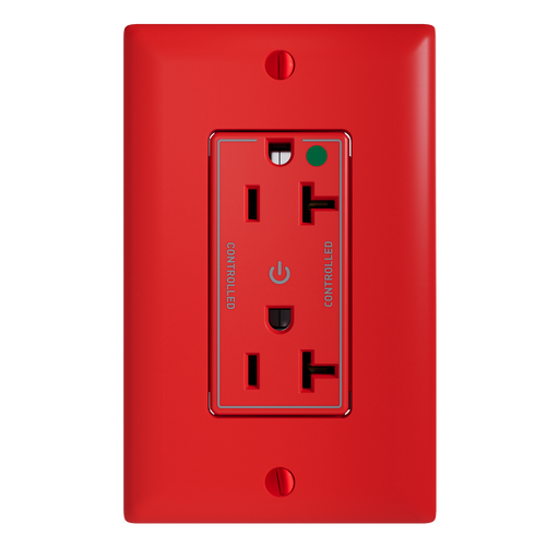 Pass and Seymour Plugtail Tamper-Resistant Decorator Dual Controlled 20A 125V Hospital-Grade Receptacle Red (PTTR26362HGCDRED)