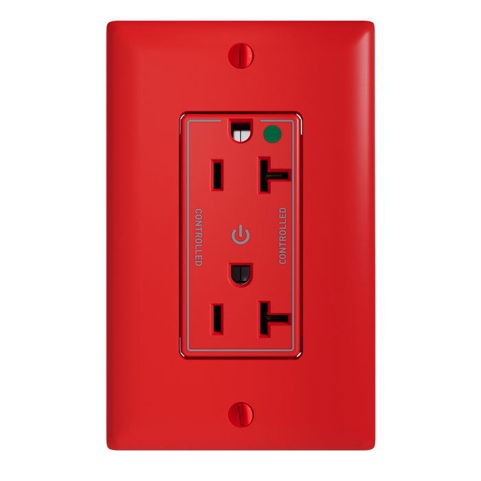 Pass and Seymour Plugtail Tamper-Resistant Decorator Dual Controlled 20A 125V Hospital-Grade Receptacle Red (PTTR26362HGCDRED)