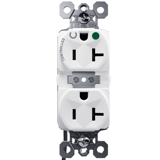 Pass and Seymour Plugtail Tamper-Resistant Half Controlled Duplex Receptacle 20A 125V Hospital-Grade White (PTTR8300CHW)