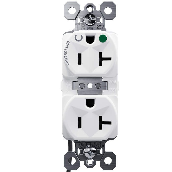 Pass and Seymour Plugtail Tamper-Resistant Half Controlled Duplex Receptacle 20A 125V Hospital-Grade White (PTTR8300CHW)