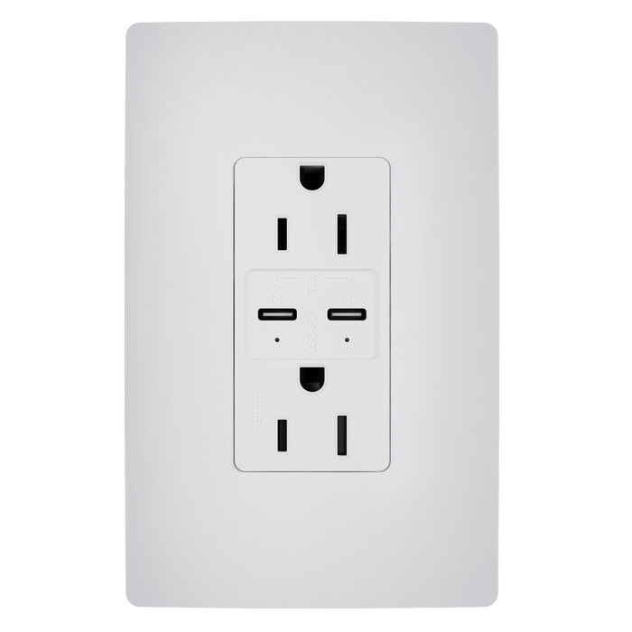 Pass and Seymour Radiant 65W Power Delivery USB Outlet Tamper-Resistant Duplex 15A White (R26USBPD65W)